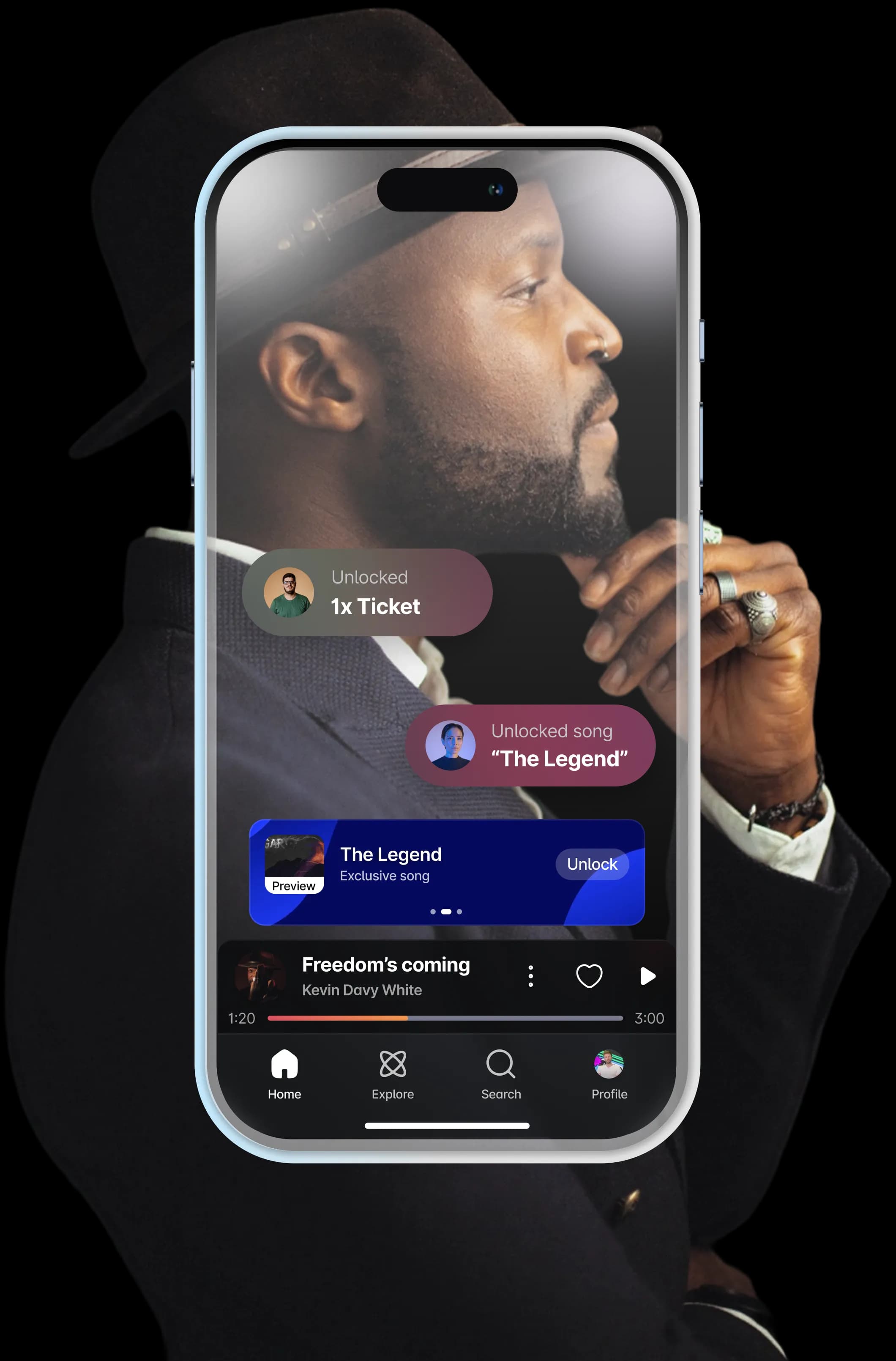 An artist behind the Lissen app, with an unlocked ticket and an exclusive song